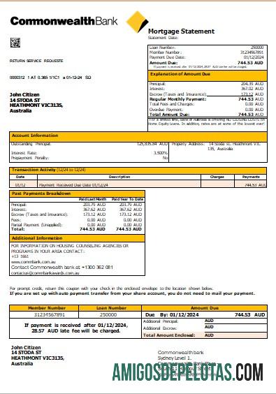 Declaração de hipoteca do Australia Commonwealth Bank Scr baixar para verificação